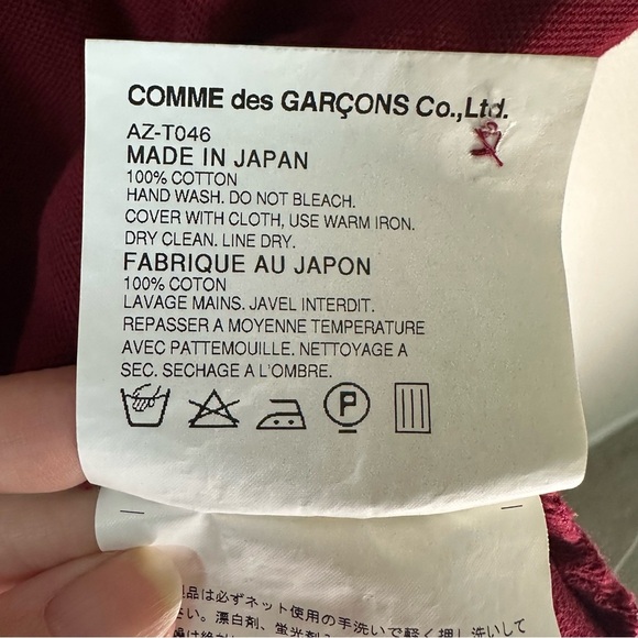 Comme des Garçons Play Burgundy Polo T-Shirt Top SZ M - Picture 4 of 5